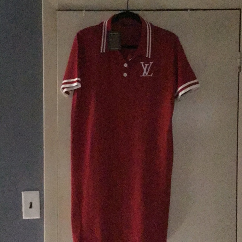 Red cotton LV polo dress